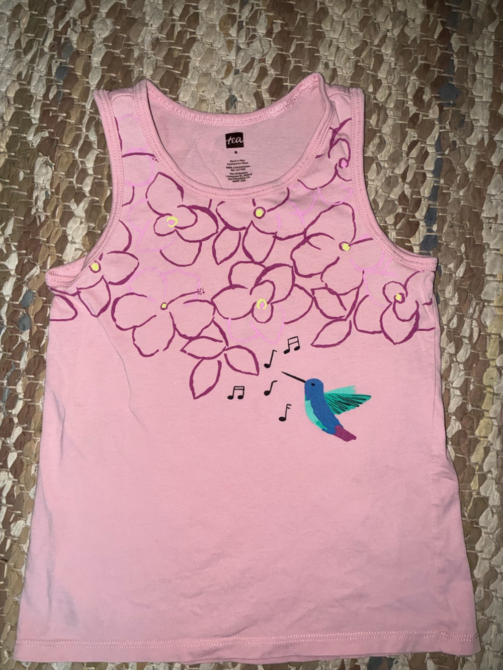 Tea Collection Pink Hummingbird Tank with Floral Branch